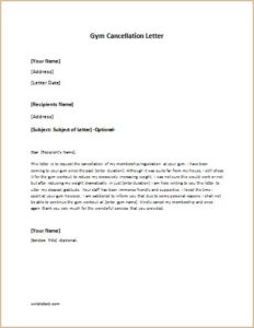 Fitness Club Cancellation Letter from writeletter2.com