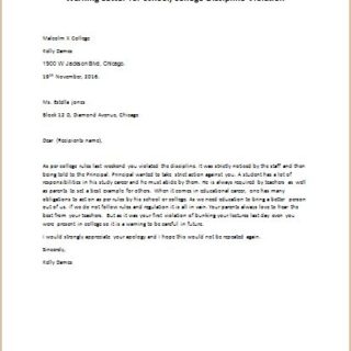 Warning Letter for School Discipline Violation