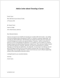 Advice Letter about Choosing a Career