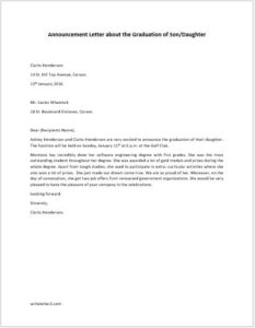 Announcement Letter about the Graduation of son or daughter