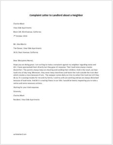 Complaint Letter to Landlord about a Neighbor