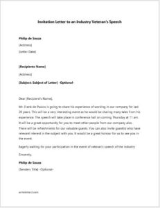Invitation Letter to an Industry Veterans Speech