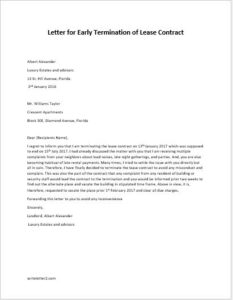 Letter for Early Termination of Lease Contract