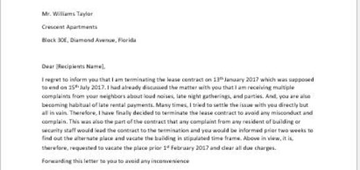 Letter for Early Termination of Lease Contract