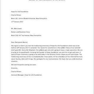 Letter of Cancellation of an Event