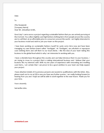 Letter Of Interest In A Project Template 6013