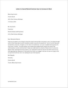 Letter to Cancel Rental Contract due to Increase in Rent