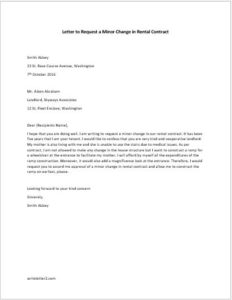 Letter to Request a Minor Change in the Contract