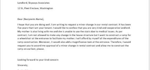 Letter to Request a Minor Change in the Contract