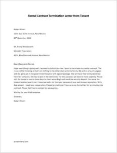 Rental Contract Termination Letter on Tenant's Behalf