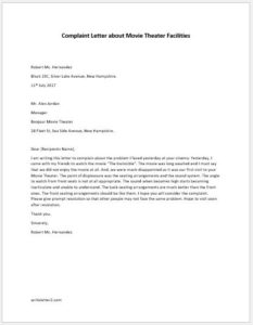 Complaint Letter about Movie Theater Facilities