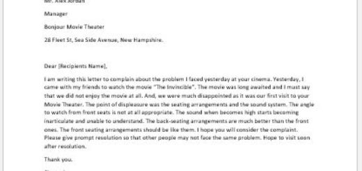 Complaint Letter about Movie Theater Facilities