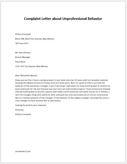 Letter Of Reprimand For Unprofessional Behavior from writeletter2.com