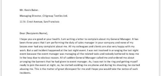 Complaint Letter about Verbal Abuse