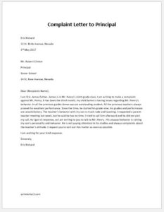 Complaint Letter to School Principal