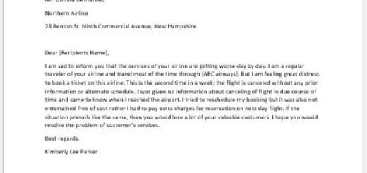 Complaint Letter to an Airline