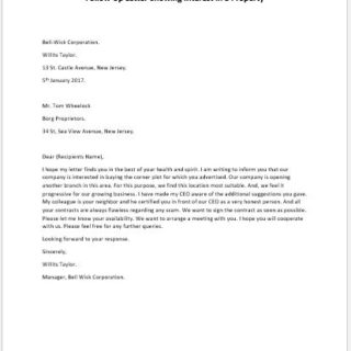 Follow Up Letter Showing Interest in a Property