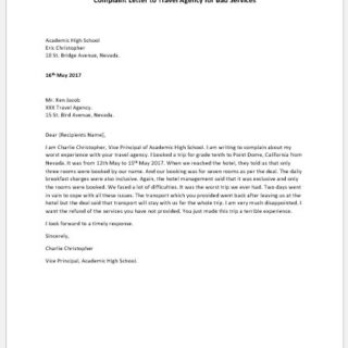 Complaint Letter to Travel Agency for Bad Services