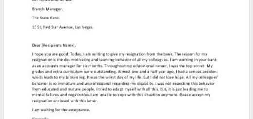 Resignation Letter with Complaint