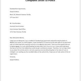 Complaint Letter to Police