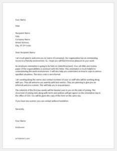 New Employee Welcome Letter from writeletter2.com