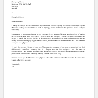 Apology Letter for Missing Attachment