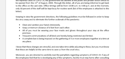 COVID Return to Work Letter