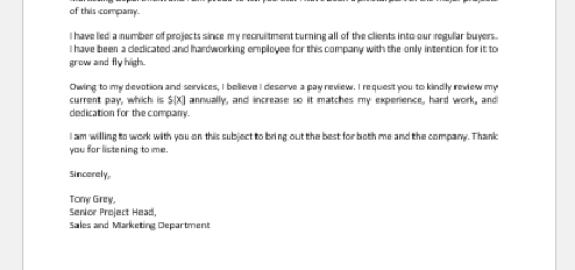 Letter to Employer for Pay Review