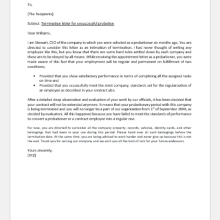 Termination Letter for Unsuccessful Probation