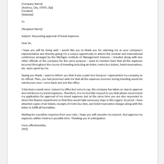 Request Letter for Approval of Travel Expenses