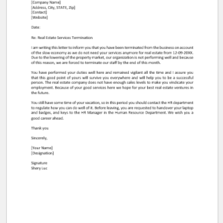 Real Estate Services Termination Letter