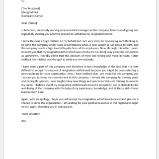 Apology Letter for Resignation