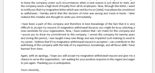 Apology Letter for Resignation