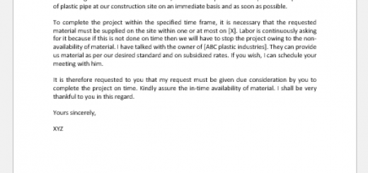 Request Letter to Boss for Purchase of Material