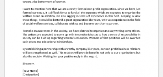 Charity partnership letter