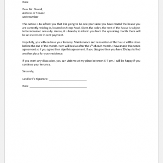 Rent Extension Letter to Tenant from Landlord