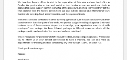 Travel Agency Proposal Letter for Client