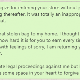 Apology letter for stealing from the store