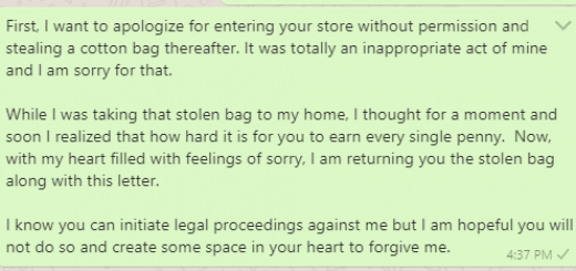 Apology letter for stealing from the store