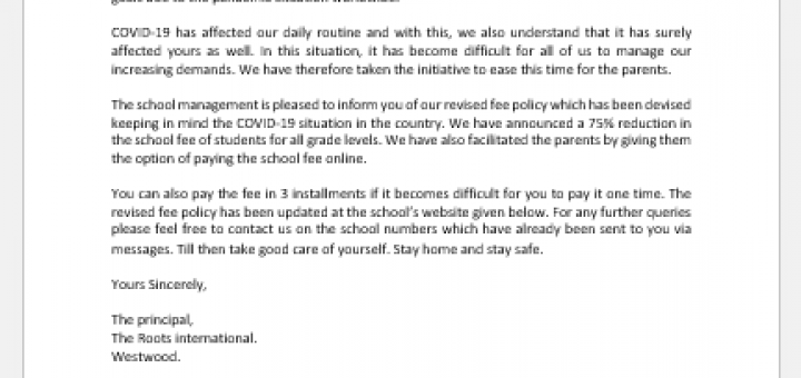 Letter for School Fee Payment | Download | writeletter2.com