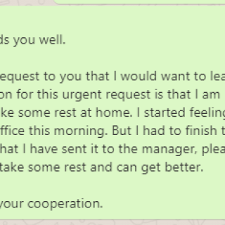 Early leave messages to boss