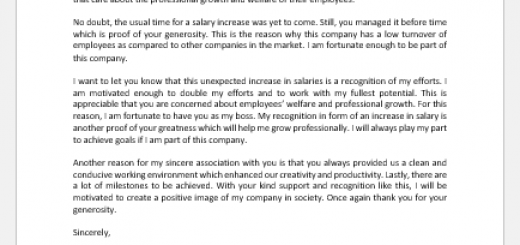 Thank you letter for salary increase