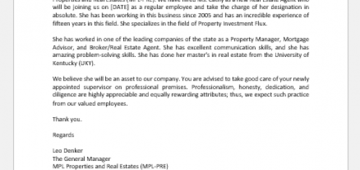 Announcement Letter for Real Estate Agent