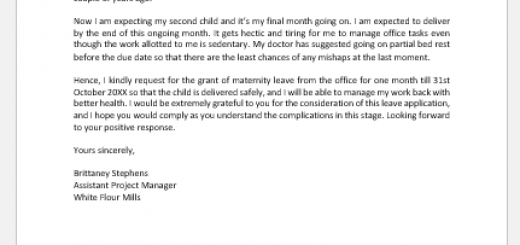 Maternity leave application for office