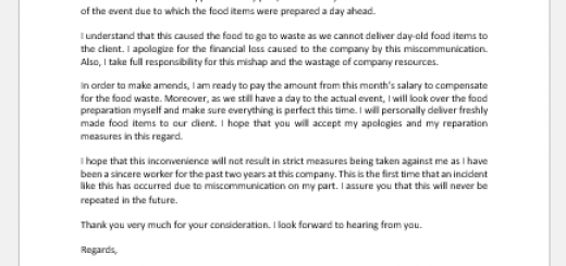 Apology letter to boss for miscommunication