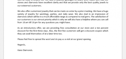 New store opening announcement letter