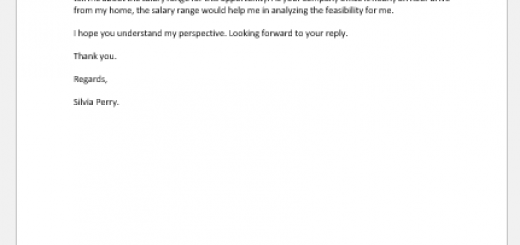 Polite Letter to Ask for a Salary Range Upfront