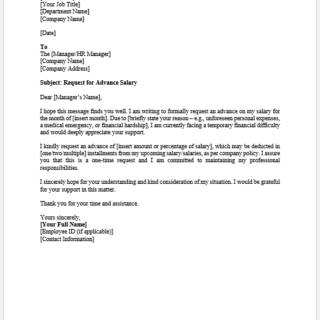 Advance Salary Request Letter